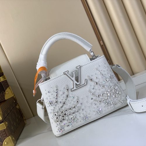 Capucines Mini Bag M25934 White Sequin Embroidered Calfskin