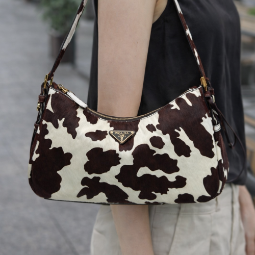 Animal Print Hair Leather Hobo Bag